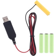 1m AA Battery Eliminator Power Supply Adapter, USB Power Supply Cable Replace 6V for Clocks Toys (6V