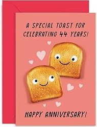 Old English Co. Cute 44th Wedding Anniversary Card for Him and Her - A Toast To You Pun Funny Annive