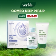VERBLE Combo Deep Repair Serum Pitted Scar +  Acne Cleaner Anti-Acne As Day + Seyoul Collagen Jelly 