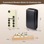 MeetYr Life Dominos Set for Adults 28 Dominos with 4 Wooden Trays, Double 6 Dominoes Trave l Case Ga