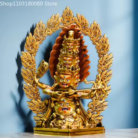 Copper gilding carving Rahula buddha statue Tibet buddhism Nyingma Dharma God sculpture Large size,2