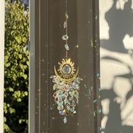 1pc Garden Set Light Ornaments Flame Moon Sun Crystal Sun Catcher Wind Chime Hanging Decorations Han