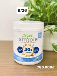 Bột protein Thuần Chay Orgain Simple Plant Protein Powder 567g Mỹ.