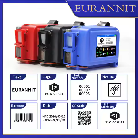 EURANNIT E11 0.5inch Multi-Color Portable Mini Printer Handheld Inkjet Printer without Ink QR Barcod