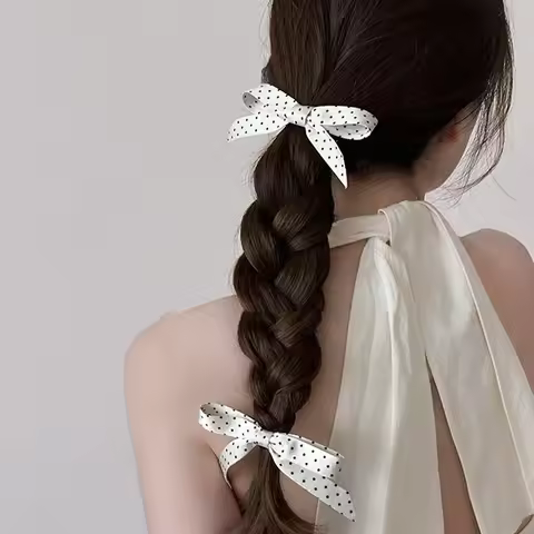 Polka Dots Bow Headband For Women Hair Accessories Long Ribbon Headbands Not Slip Adults Hair Band