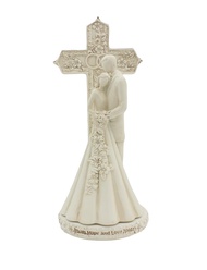 6.9-inch Couple with Cross and Wedding Rings 2-Piece Wedding Cake Topper