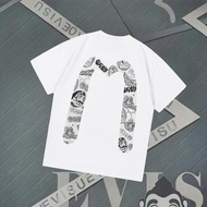 EVISU God of Fortune Round Neck Short Sleeve T-Shirt - Original Logo Print Design 113A