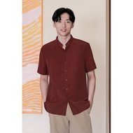 Dear Lyla Dan Mandarin Collar Shirt (Mahogany)