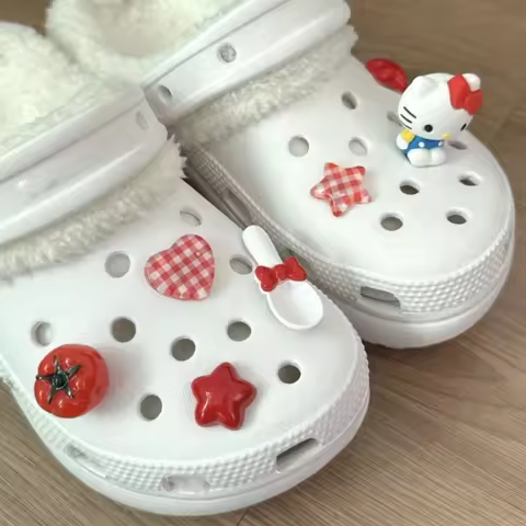 Sweet & Cool Hello Kitty Set DIY Shoe Charms Tomato Red Garden Accessories Buckle Fit Clogs Sandals 