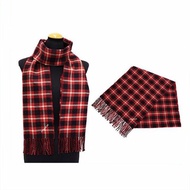 【COACH】紅黑白格紋圍巾