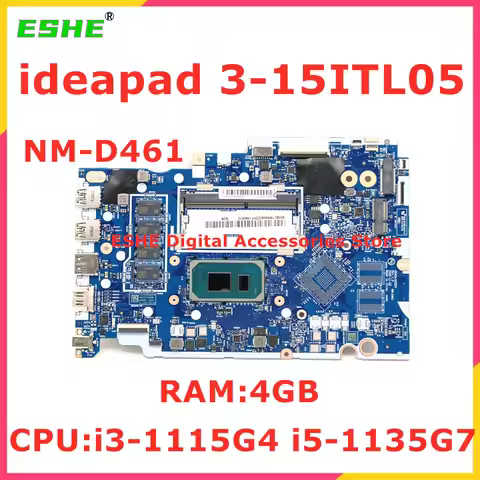 NM-D461 For Lenovo ideapad 3-14ITL05 3-15ITL05 Laptop Motherboard CPU i3-1115G4 i5-1135G7 RAM 4GB 5B