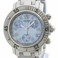 拋光 HERMES Clipper Diver 計時藍色 MOP 女士手錶 CL2.310 BF574155