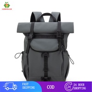 Unisex Roll-Top Backpack Beg Sandang - 17L-23L Expandable with Scratch-Resistant PU Fabric, Luggage 