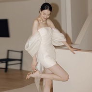 White Off Shoulder Silky Chiffon Dress | Wedding | Prom | Tube Dress | Off-shoulder