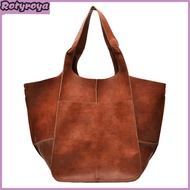 Oversized Bag Solid Color Large Capacity Faux Leather Vintage Foldable Tote for Vacation