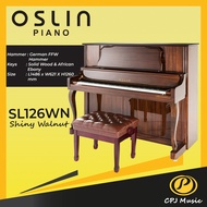 OSLIN SL126WN Shiny Walnut Upright Piano with German FFW & ABEL Hammer Exam Grade 126cm 10 TEAR WARR