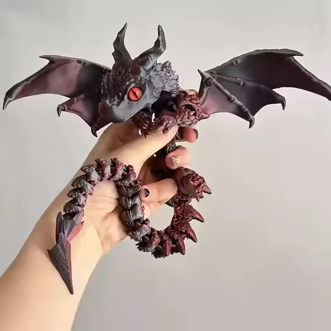 3D Printed 3D Printed Dragon Figurine Winged Design Multi-Jointed Movable Winged Carriage Dragon Dra