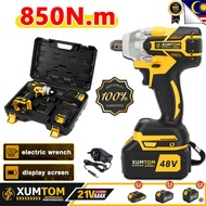 Brushless Cordless Impact Wrench 850Nm 48V Li-Ion Battery Impact Gun High Torque with LED Light+ Fas