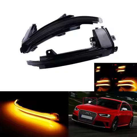 2pcs Dynamic Amber Front LED Wing Mirror Indicator Light Fit Audi A3 8P A4 B8 A5