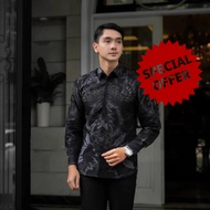 KEMEJA HITAM Men's Batik Black Shirts Models Of Modern Men's Batik Shirts The Latest Men's Batik Tops 2024 Men's Batik Long Sleeve Tops Men's Modern Adult Batik Solo