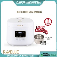 Ravelle Rice Cooker Digital Low Carbo 2 Liter - Low Watt Rice Cooker (Stainless Steel Inner Pot)