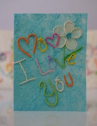การ์ดอวยพรวันแม่ diy แฮนด์เมด ของขวัญ วันเกิด เทศกาล (ขนาด L) Handmade Mother's Day Mom I Love You Mulberry Paper Card (Size L)