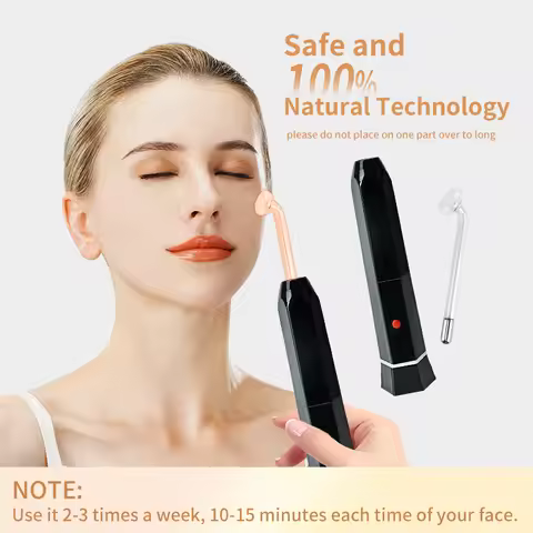 Darsonval Portable High Frequency Facial Machine Skin Therapy With 7 Neon & Argon Wands Remove Wrink