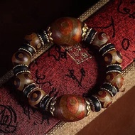 MATA DziAgate Beads Dzi Beads Three-Eye Dzi Beads Nine-Eyes Dzi Beads Bracelet Vintage Style Couple