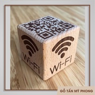 Carved wooden blocks QR code, Cube QR, wifi, brand | Wood laser engraving