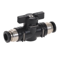 BUC 4mm 6mm 8mm 10mm 12mm Black Pneumatic Push In Quick Joint Connector Hand Valve To Turn Switch Ma