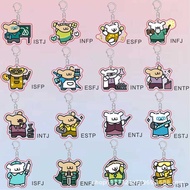 Cute keychain pendant卡通线条小狗MBTI人格马尔济斯亚克力钥匙扣闺蜜可爱挂件书包情侣