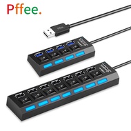 Pffee HUB USB 2.0 Extension Plug Socket 4 7 USB Splitter With LED Switch