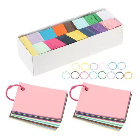 3000Pcs Colored Index Card Small Index Flash Cards with 30 Ring Study Card Blank Note Card for Learn