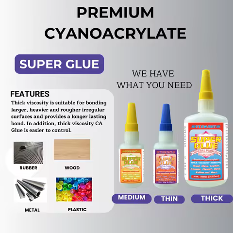 FIXWANT General Purpose Premium Cayanocarylate Adhesive Thin Medium Thick Liquid Super Glue for PVC 
