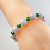 紫羅蘭冰陽綠翡翠手珠手鍊 | 天然緬甸玉A貨翡翠 | 送禮