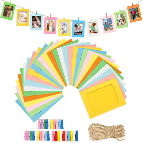 30Pcs Paper Picture Frames - 4x6'' Colorful Paper Photo Frames Cardboard Picture Frames with Clip an