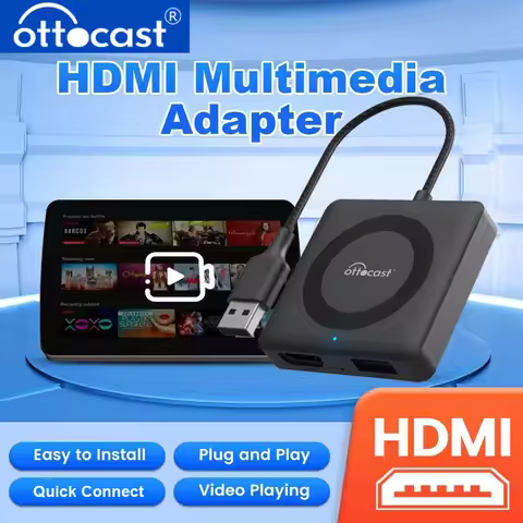 OTTOCAST Car TV Mate Wired to Wireless CarPlay Adapter Android Auto HDMI Multimedia Video Converter 