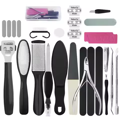 27PCS Foot Care Tool Pedicure Manicure Kit Set Stainless Steel Peeling Exfoliating Callus Dead Skin