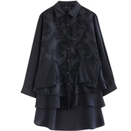 XITAO Shirt Irregular Patchwork Shirt Long Sleeve Black Simplicity Casual Loose Women Shirts Top