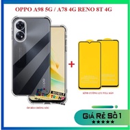 OPPO A60 A79 A2 5G A98 A78 A58 A38 A18 Reno 11F Reno 8T 4G full screen tempered glass Combo + Shockp