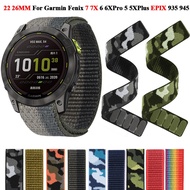 22 26mm Hook Loop Nylon Strap For Garmin Fenix 7X 7 6X 6Pro 5X Plus/945/955/EPIX /Enduro 2 /Tactix 7 Pro Smart Watch Wristbands