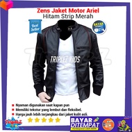 Zens JAKET Jaket Kulit ARIEL Noah - Hitam RED STRIP - Jaket Motor Ariel - Jaket Ariel Noah - Jaket