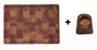 Butcher Block (End Grain) Genuine Mahogany Wood 1.5" x 10" x 14" + 1 Branch Candle Holder (1 hole)
