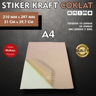 A4 KRAFT STICKERS 50 Sheets - VINTAGE STICKERS - BROWN STICKERS - KRAFT STICKERS 50 SHEETS