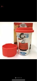 ✨全新 2015年麥當勞與「SNOOPY史努比」陶瓷紅白配色手拿杯 隨身杯 環保杯➕杯蓋和杯套（🈚️盒子）✨