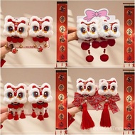 Red festive lion dance children's hair clip, Chinese-style cute side clip, new ancient style Hanfu h