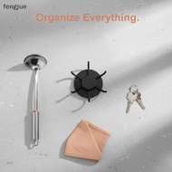 fengjue Adhesive Under Cabinet Hook Ra 360° Rotation 6 Hooks No Punch Adhesive Hanger for Kitchen Ho