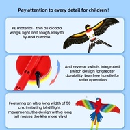Cartoon Dynamic Bird Kite with Fishing Rod Children Handheld Flying Kite Outdoor Flying Toys for Kid