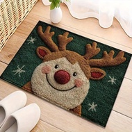 Christmas Rug Non-Slip Reindeer Bath Rug 23.6x15.7 Inch Washable Christmas Kitchen Mat for Holiday P
