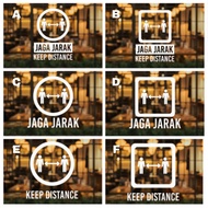 Cutting Sticker Keep Distance Indonesia English England Cafe Resto Office Business Place